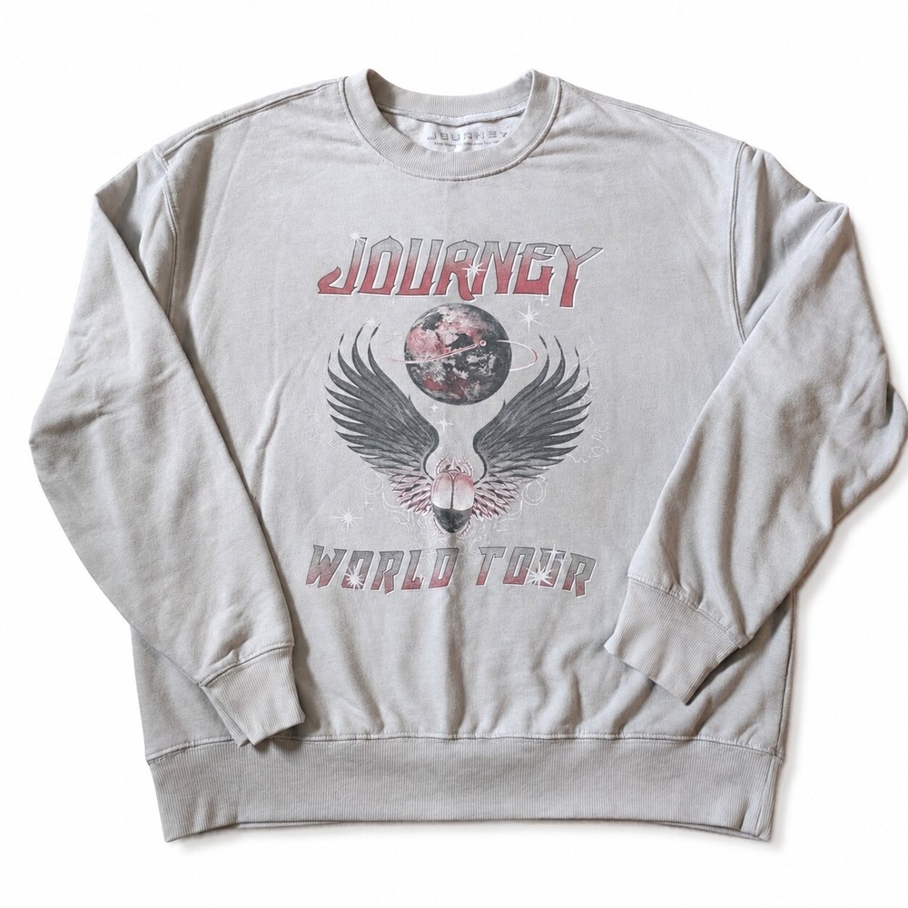 Journey World Tour Graphic Sweatshirt Sz M Retro 80s Hair bands Nostalgic